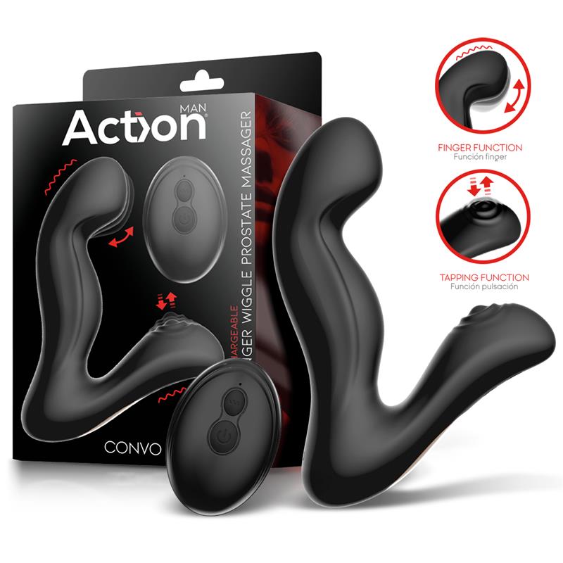 Action Convo Prostate Massager With Tapping And Finger Wiggle Function
