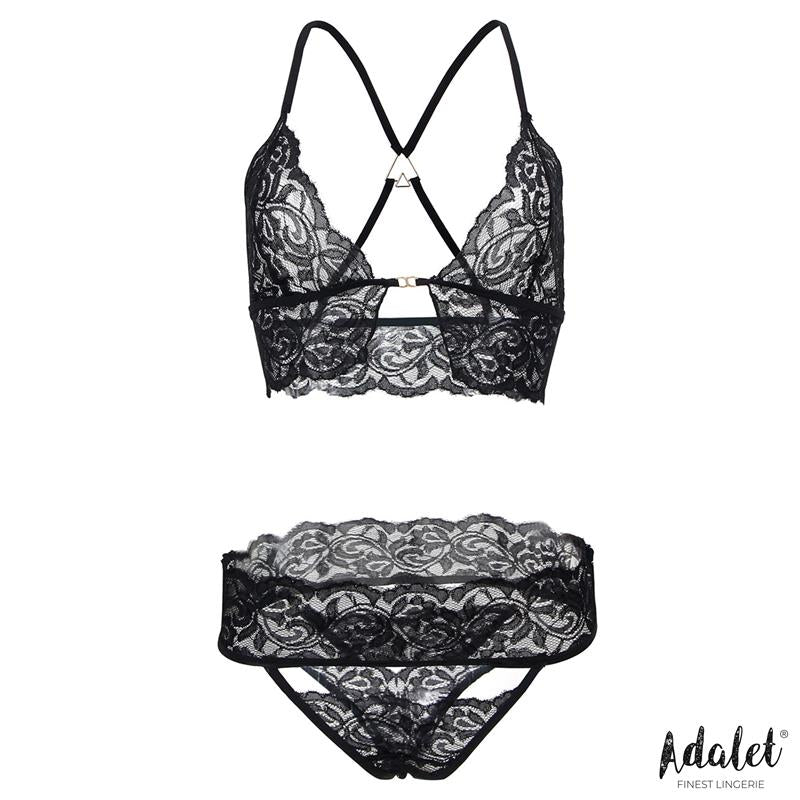 Ella lace bra,thong,mask and cuff set