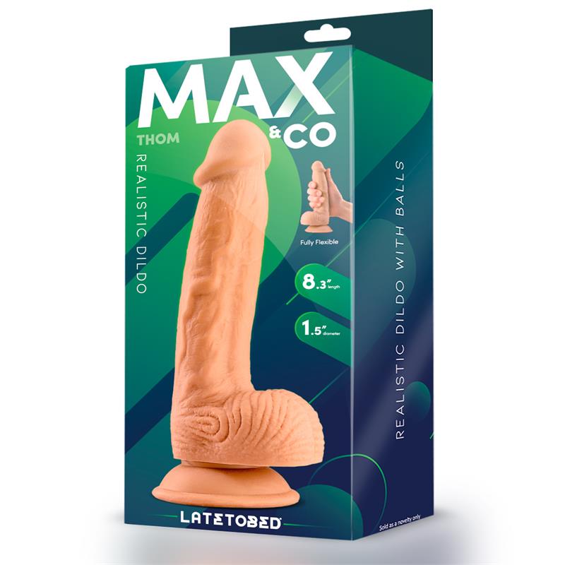 Max &amp; Co Thom realistinen dildo kiveksillä, 8.3"