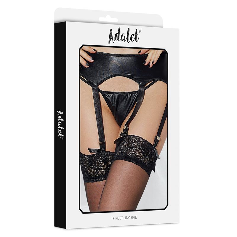 Adalet Tina 3 strips garter and thong set