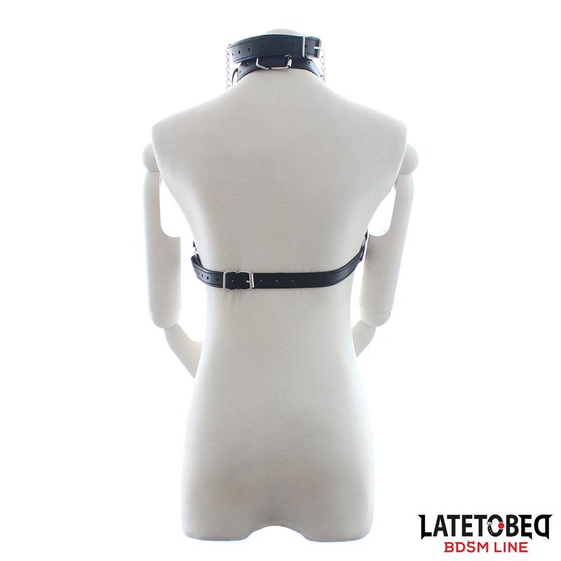BDSM Line Bondage Strap Bra With Gag And Nipple Clamps