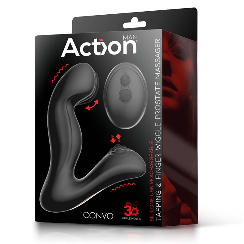 Action Convo Prostate Massager With Tapping And Finger Wiggle Function